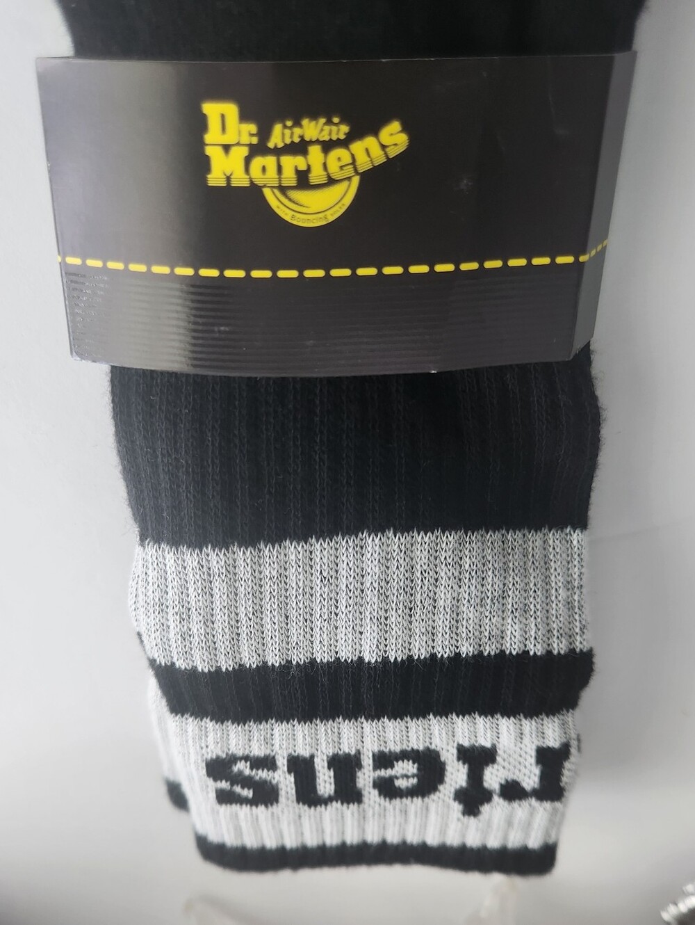 Dr. Martens Black and Gray Striped Crew Sock 1 Pair Size S/M